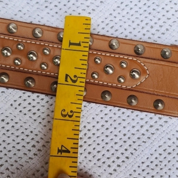 French Connection Vintage Nailhead Wide Leather Belt M/‎ L - Picture 13 of 14